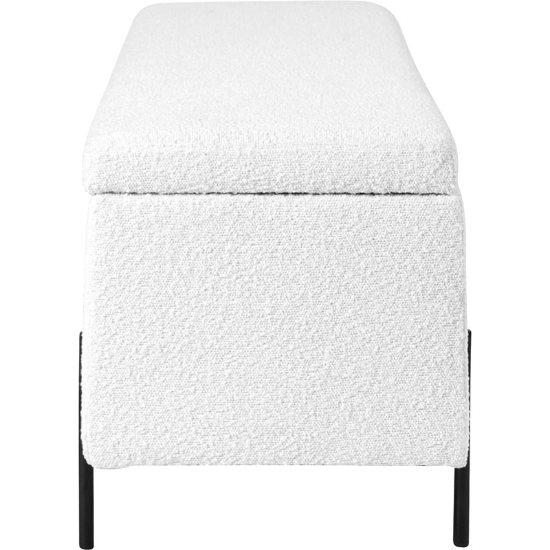 Catania Boucle Storage Bench, White-3