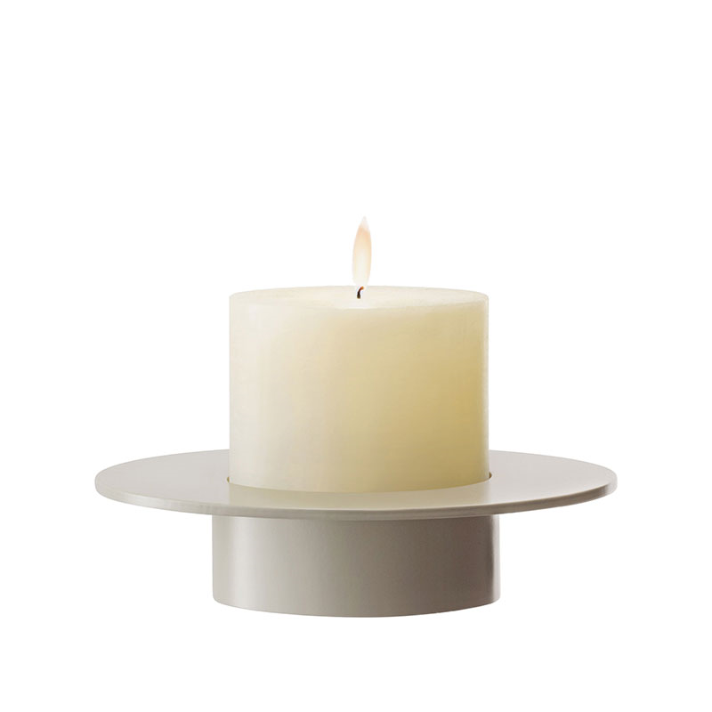 Beacon Candle Holder, H14cm, Concrete Grey & Clear-2