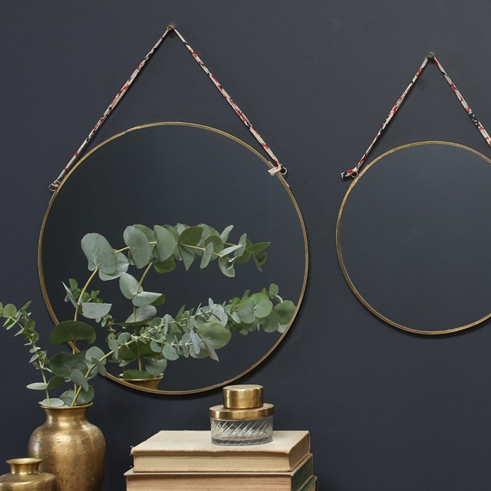 Kiko Round Mirror, D38cm, Antique Brass-0