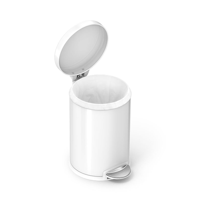 Round Pedal Bin, 4.5L, White Stainless Steel-3