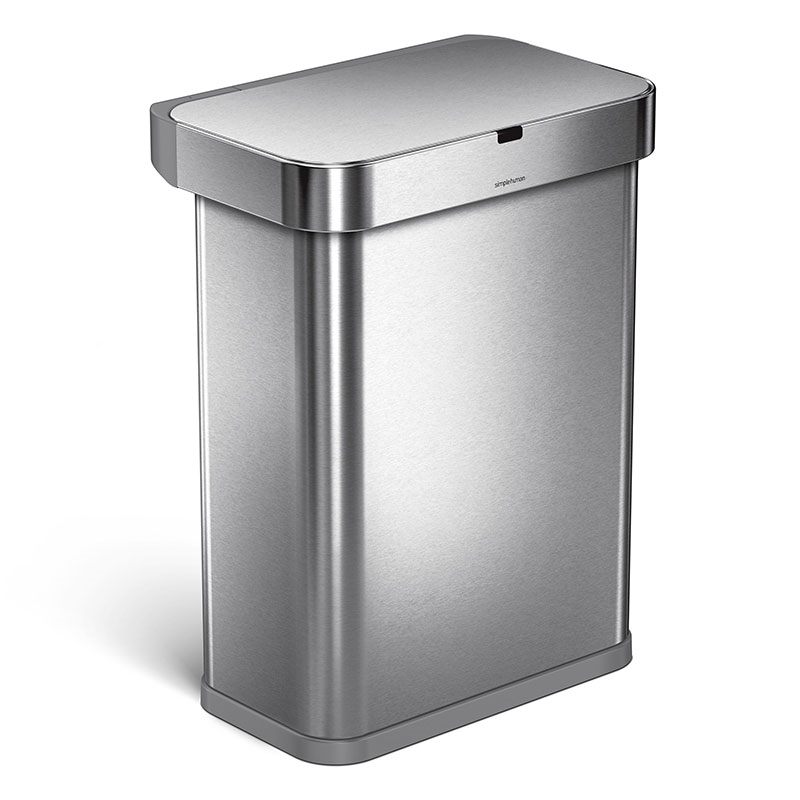 Sensor Bin with Voice and Motion, 58L, Brushed Stainless Steel-0