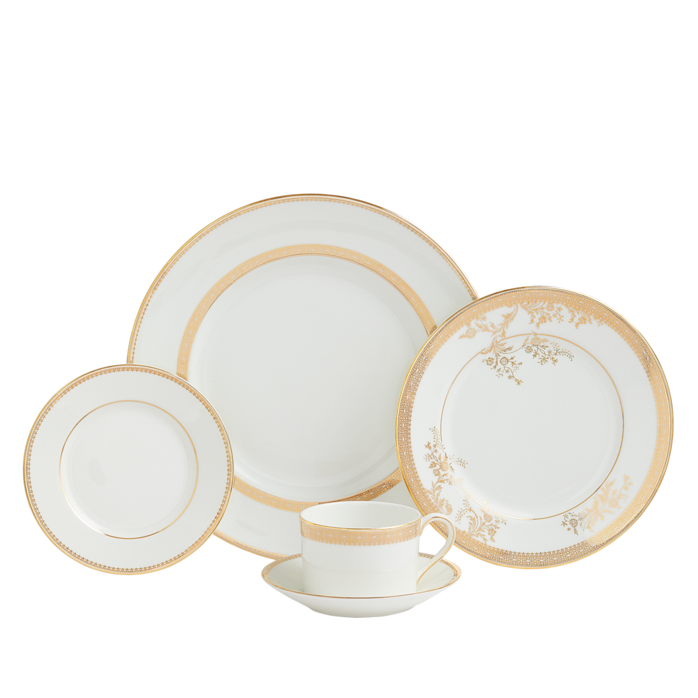 Lace 10 Piece Dinnerware Set, Gold-0