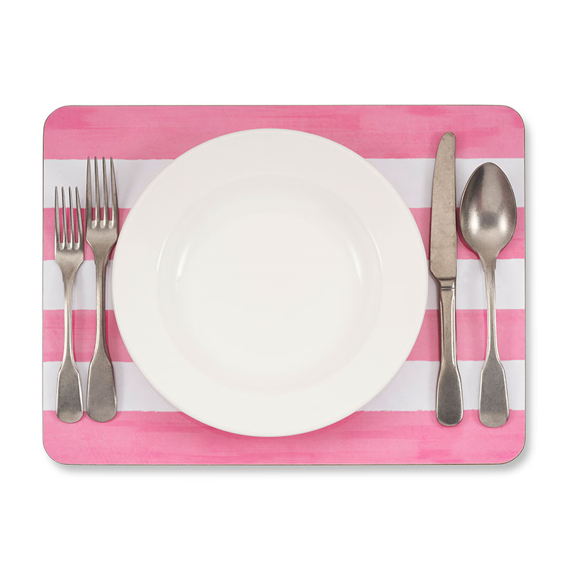 Stripe Rectangle Placemat, 38 x 29 cm, Rose Pink-1