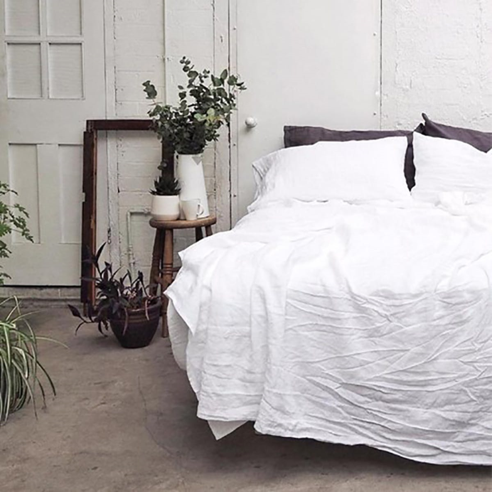 White Linen Duvet Cover, Super King-0