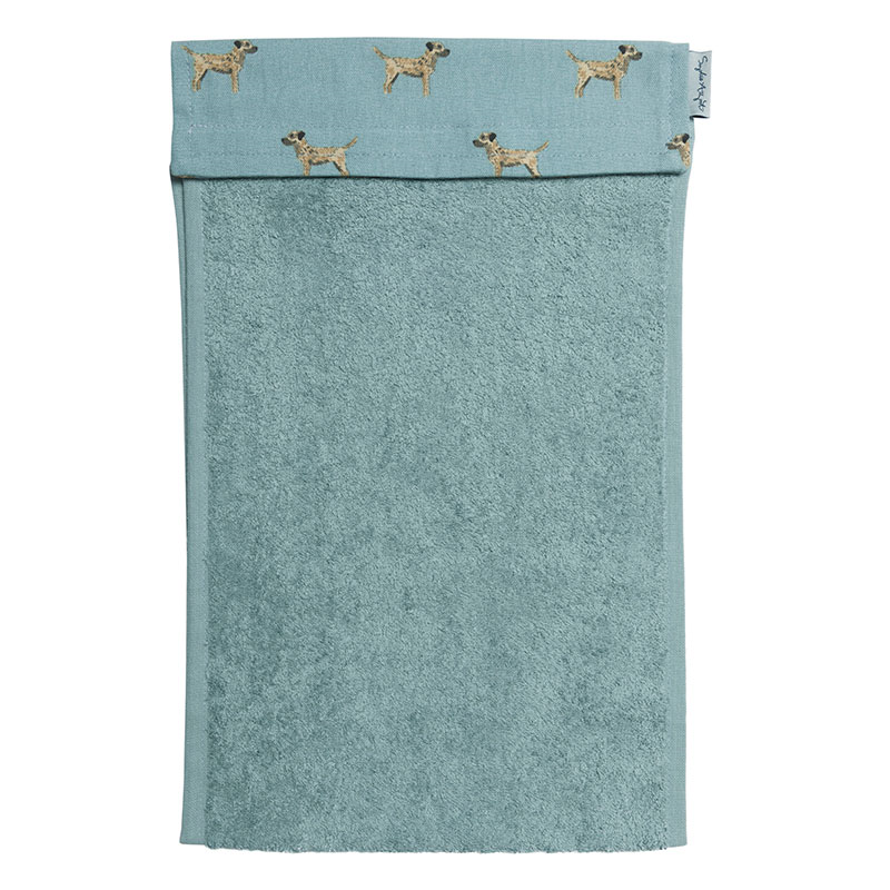 Border Terrier Roller Hand Towel, Teal-0