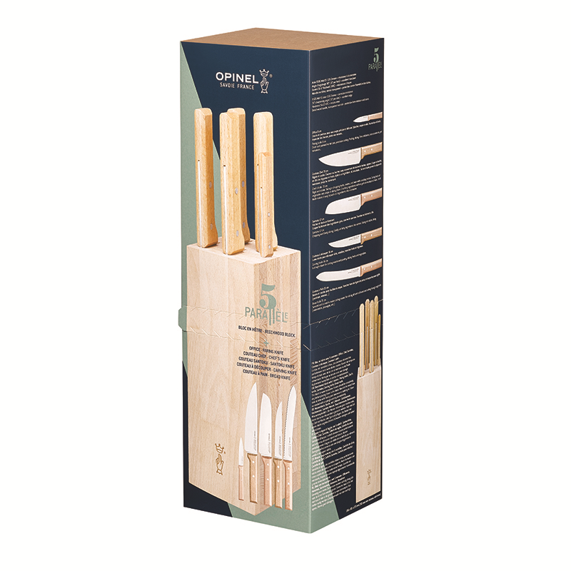 Parallèle 5 Piece Knife Block, Beechwood-2