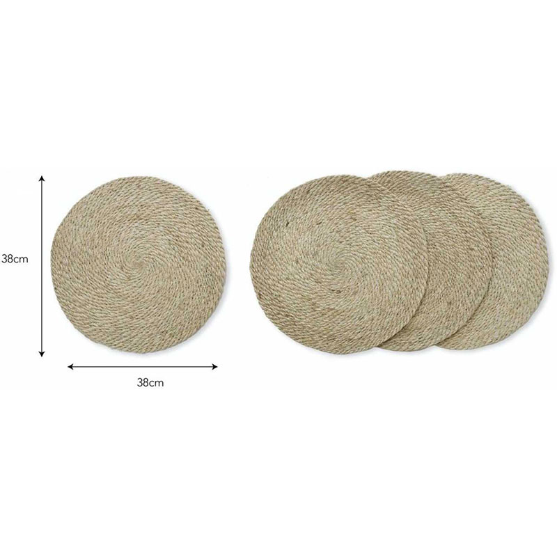 Jute Set of 4 Placemats, D38cm, Natural-4