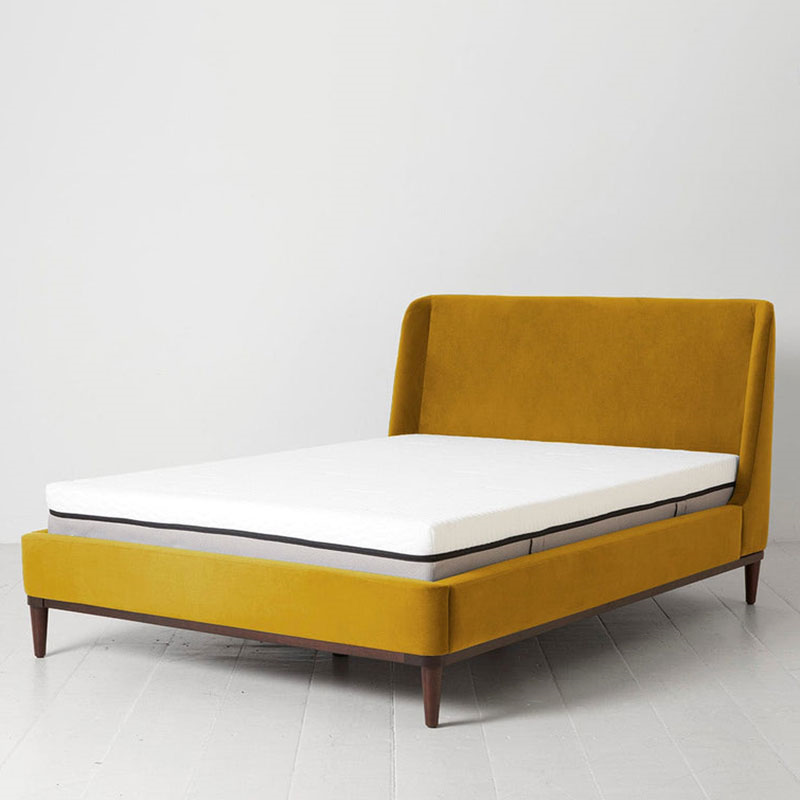 Bed 02 Velvet Double Frame, Mustard-0