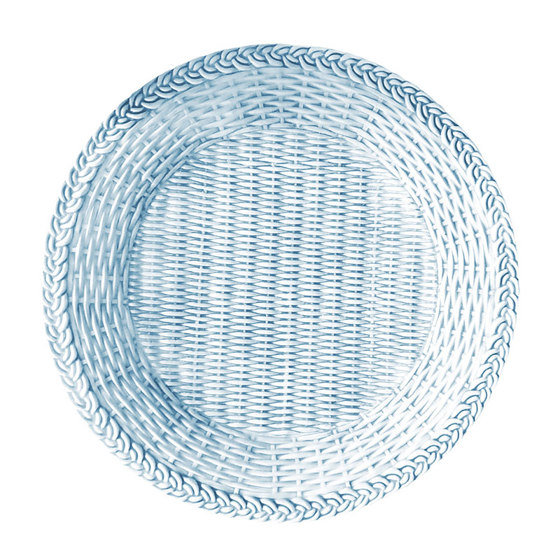 Wicker Dinner Plate, D21cm, Blue-0