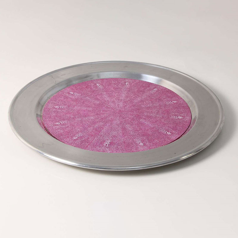 Duchess Serving Tray, D53cm, Pink Shagreen-1