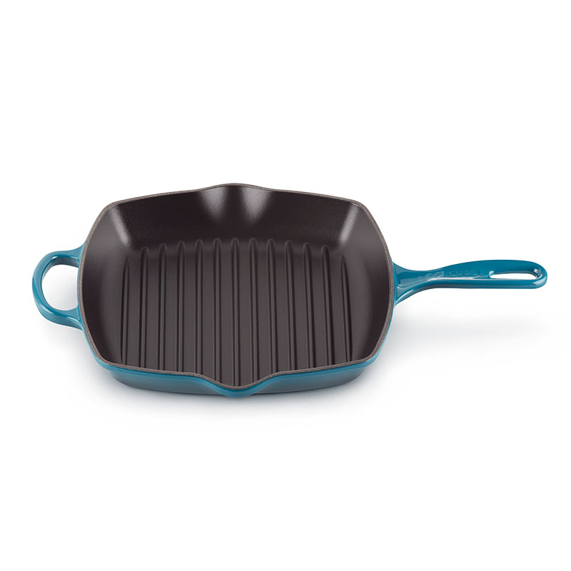 Signature Cast Iron Square grillit, Dia26cm, Deep Teal-0