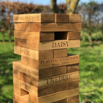 Engraved Jenga, Oak, 12 Layers-0