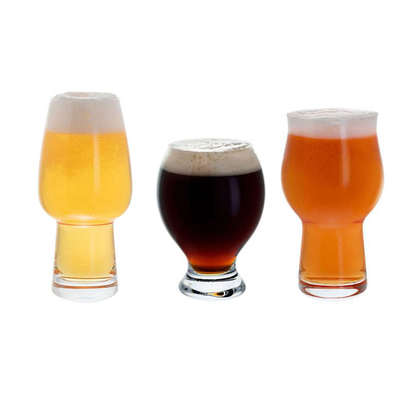 Three Cheers for Beers Set of 3 Beer Glasses, Clear-1