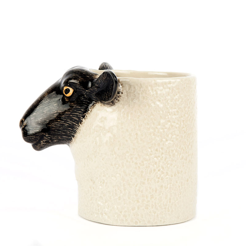 Black Faced Suffolk Sheep Pencil Pot, H10.5cm, Black/White-4