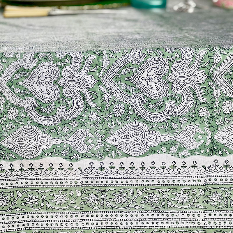 Baroque Tablecloth, 180 x 360cm, Jade-2