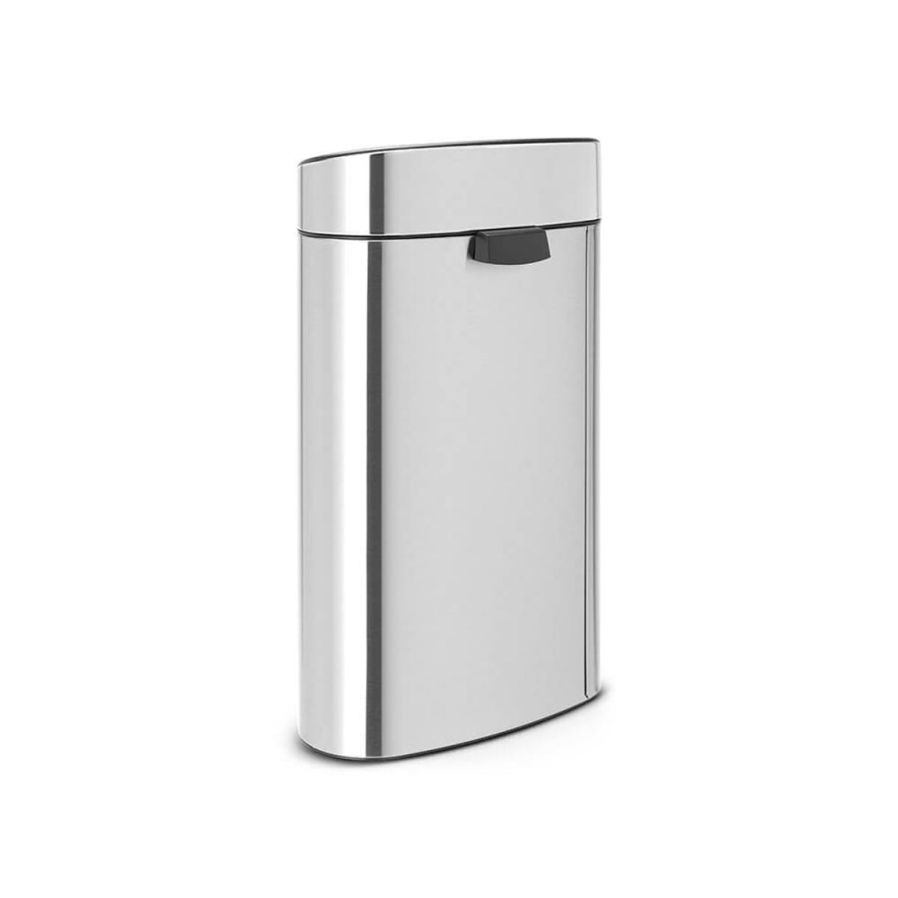 Plastic bucket touch bin, 40 litre, Matt Steel Fingerprint Proof-2