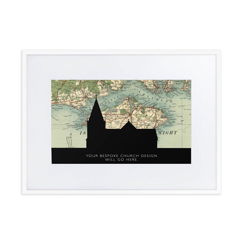 Bespoke Church Silhouette Print, 30 x 21cm, White Frame-1