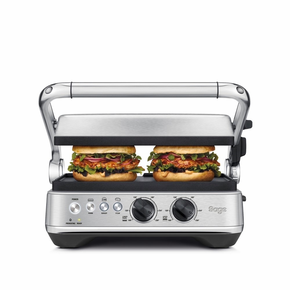 The BBQ and Press Grill Sandwich and panini press, Stainless Steel-0