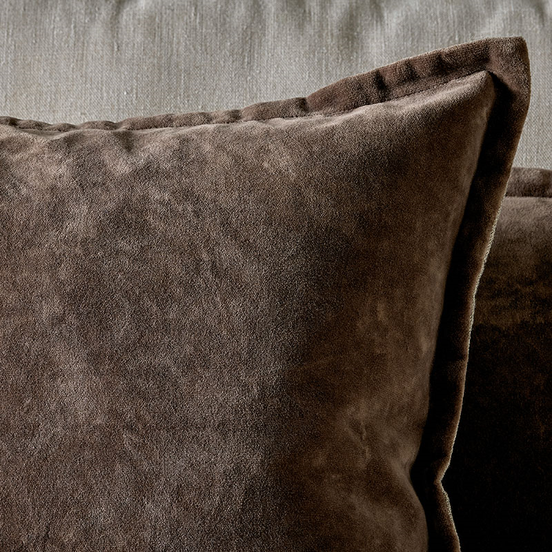 Renwal Velvet & Linen Cushion Cover, 50 x 50m, Brown-3