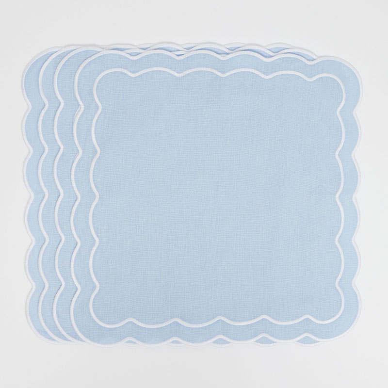 Bella Set of 4 Napkins, L40 x W40cm, Blue &  White-0