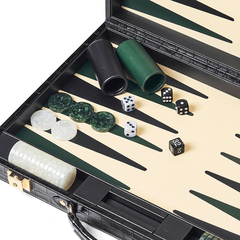 Backgammon Set, L45cm x W30cm, Black Croc-4