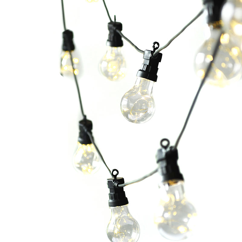 Festoon Lights, 20 Bulbs, Black-2