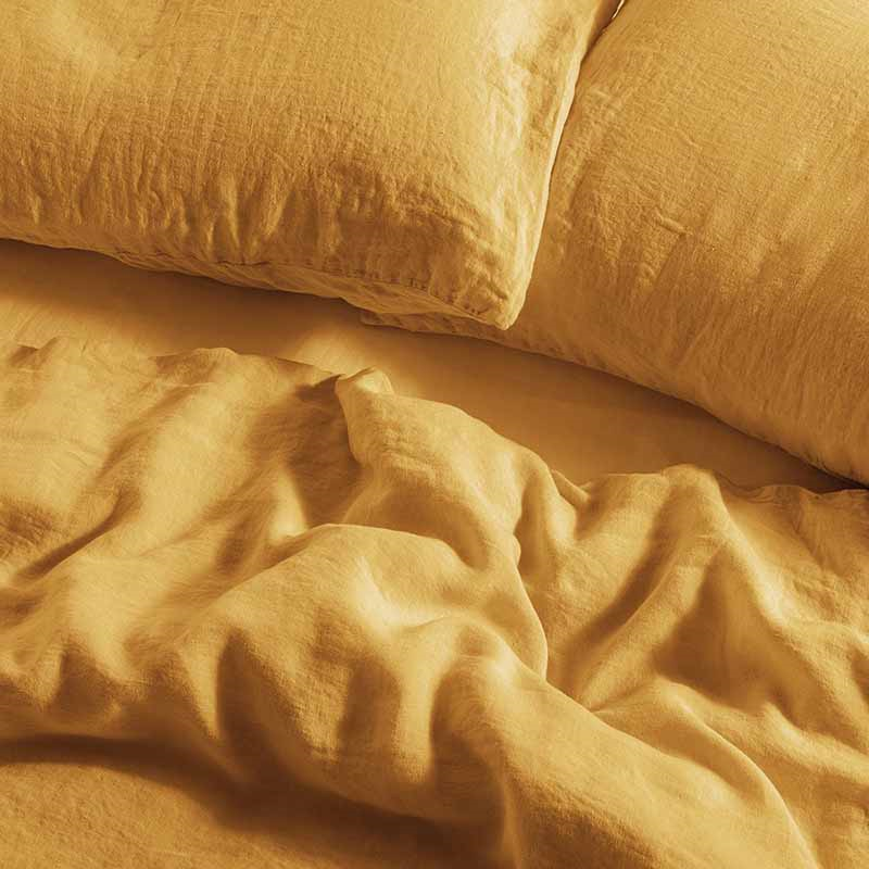 Linen Pair of Standard Pillowcases, Ochre-0