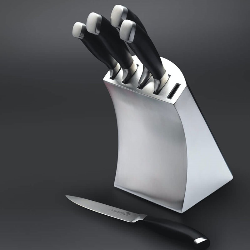 Knife block set, 5 piece, Stainless Steel Block-2