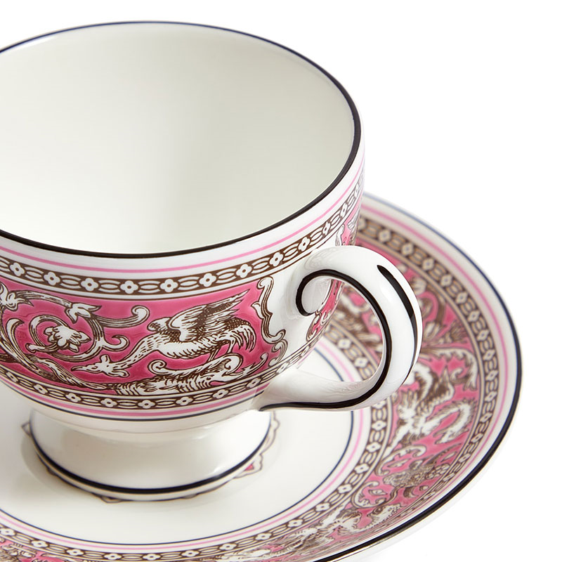 Florentine Teacup and Saucer, 174ml, Fuchsia-1