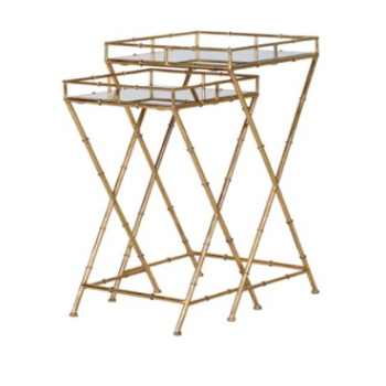 Side Tables set of 2, Gold Bamboo, Gold-0