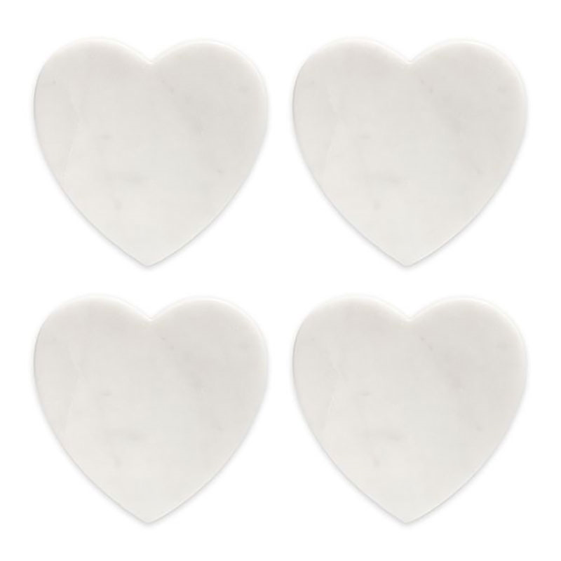 Marble Set of 4 Coasters, D10cm, White-1