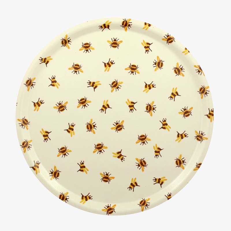 Bees Round Birch Tray, 38cm, Yellow-0