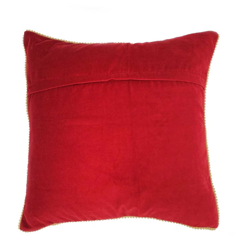 Berry Jamevar Velvet Cushion, 50 x 50cm, Burgundy-2