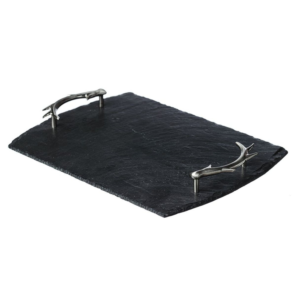 Serving tray with antler handles, 35 x 25cm-1