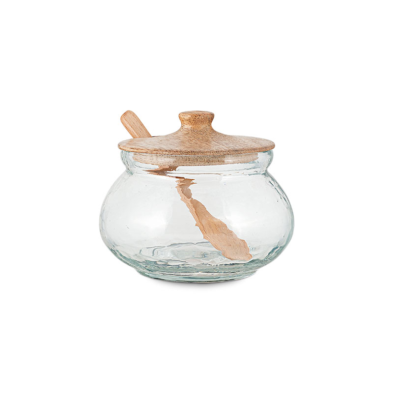 Kali Round Storage Jar, H7.5cm, Natural & Clear-1