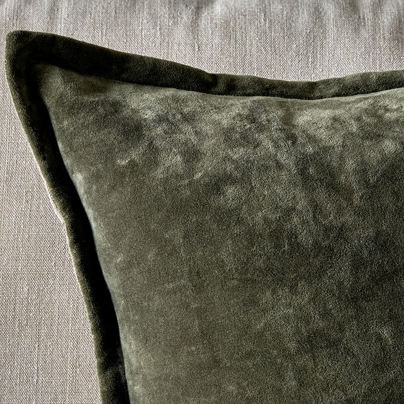 Pilani Velvet & Linen Cushion Cover, 50 x 50cm, Moss-2