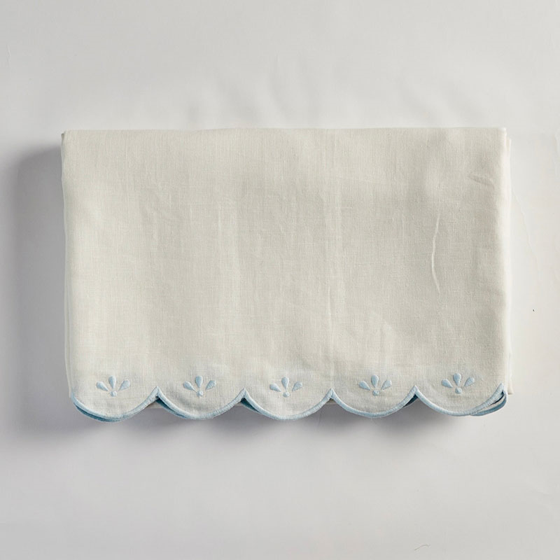 Bridget Tablecloth, 150cm 300cm, Light Blue & White-4