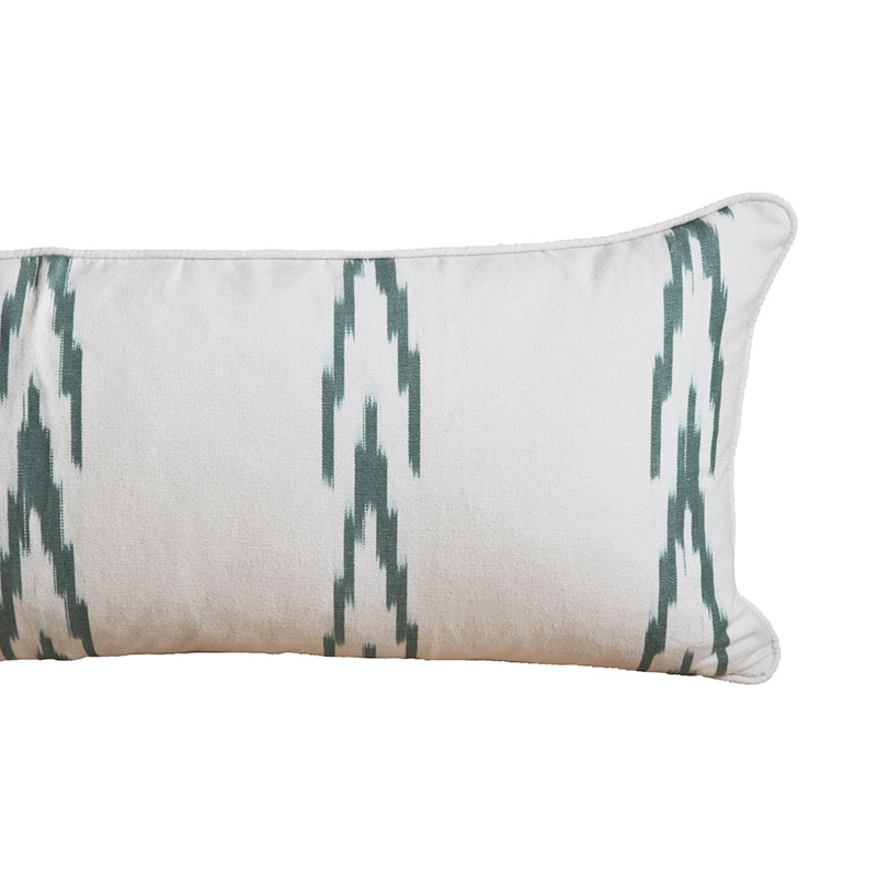 Forest Ikat Large Lumbar Cushion, 95 x 35cm, Green / White-2