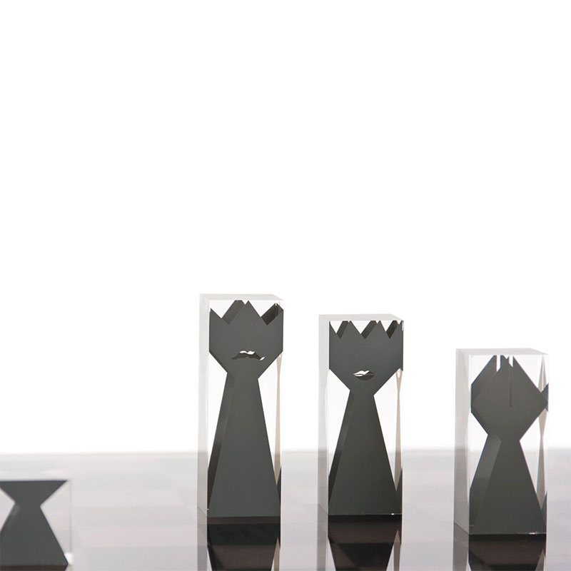 Acrylic Chess Set, 44 x 44cm, Grey-4