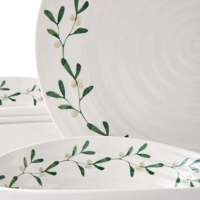 Mistletoe 12 Piece Dinnerware Set, White/Green-4