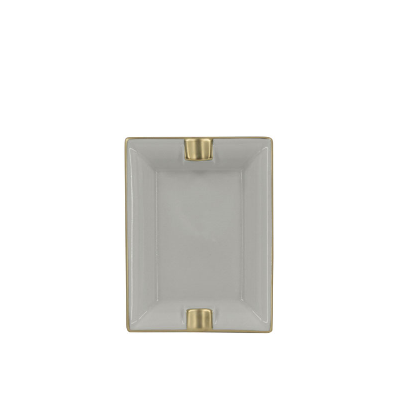 Sous Le Soleil Ashtray, W9.5 x L11cm, Matt Gold Classic Pearl Grey-0