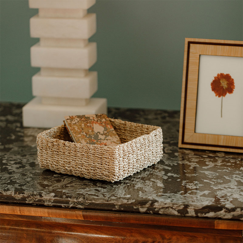 Abaca Square Storage Basket, Small, Natural-2