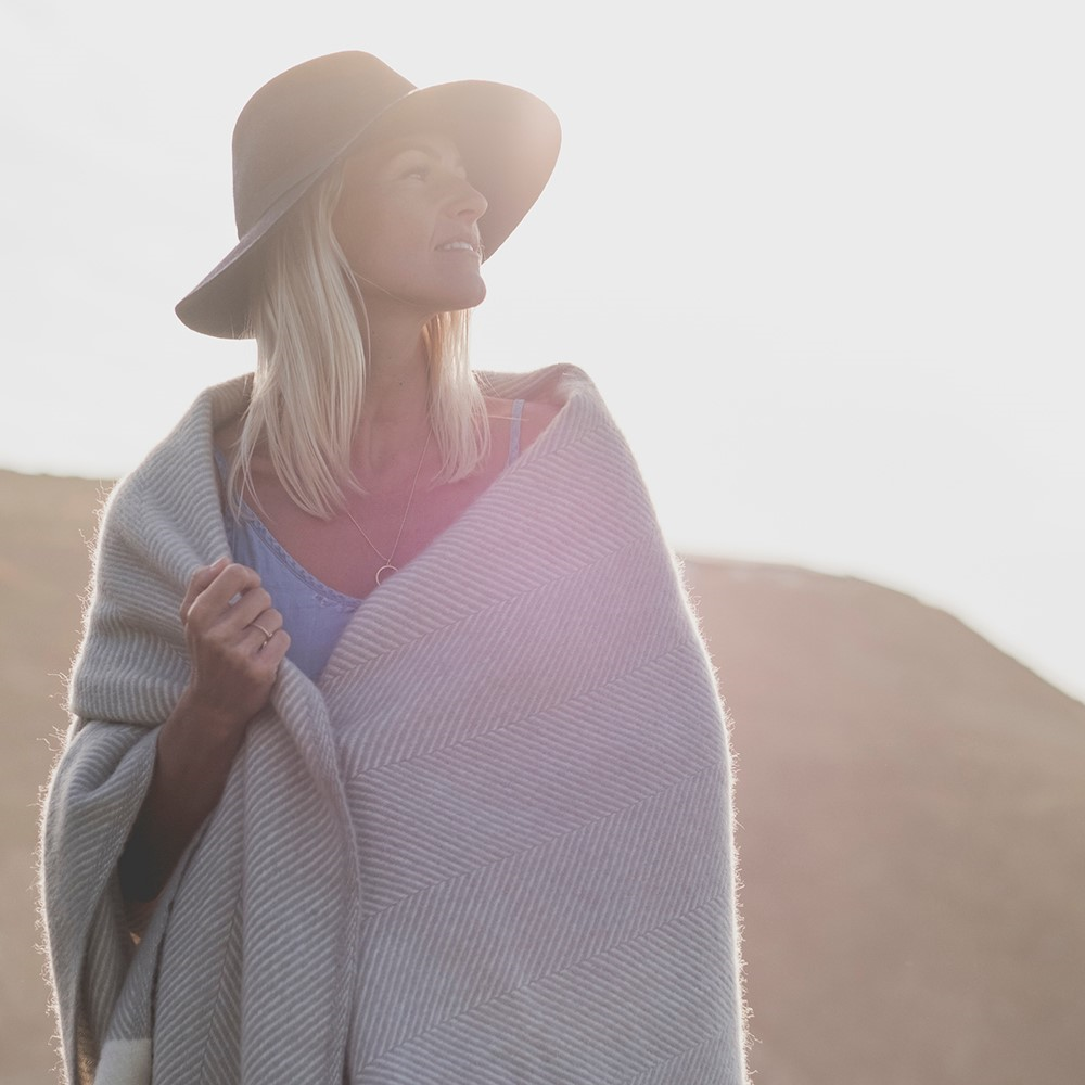 Herringbone Picnic blanket, 130 x 200cm, Gull Grey-2