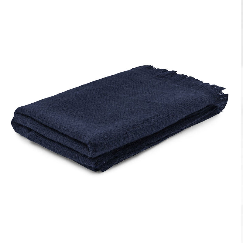 Alpaca Basketweave Throw, 130 x 180cm, Navy-1