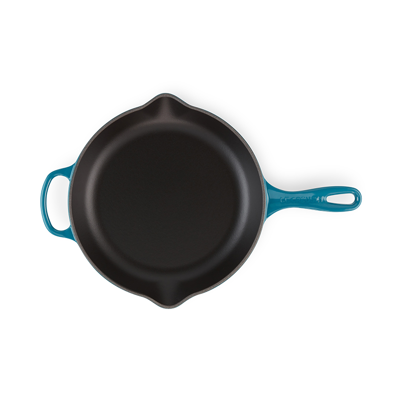 Deep Teal Cast Iron Round Skillet, 26cm-1