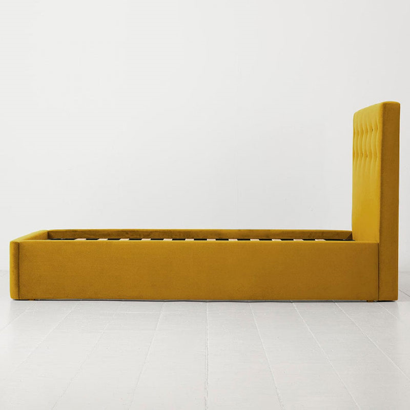 Bed 01 Velvet Double Frame, Mustard-3