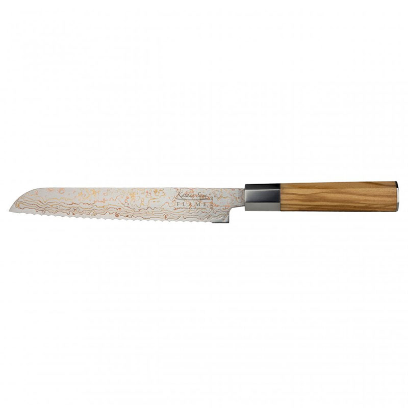 Flame Bread Knife, 20cm, Olive Wood-0