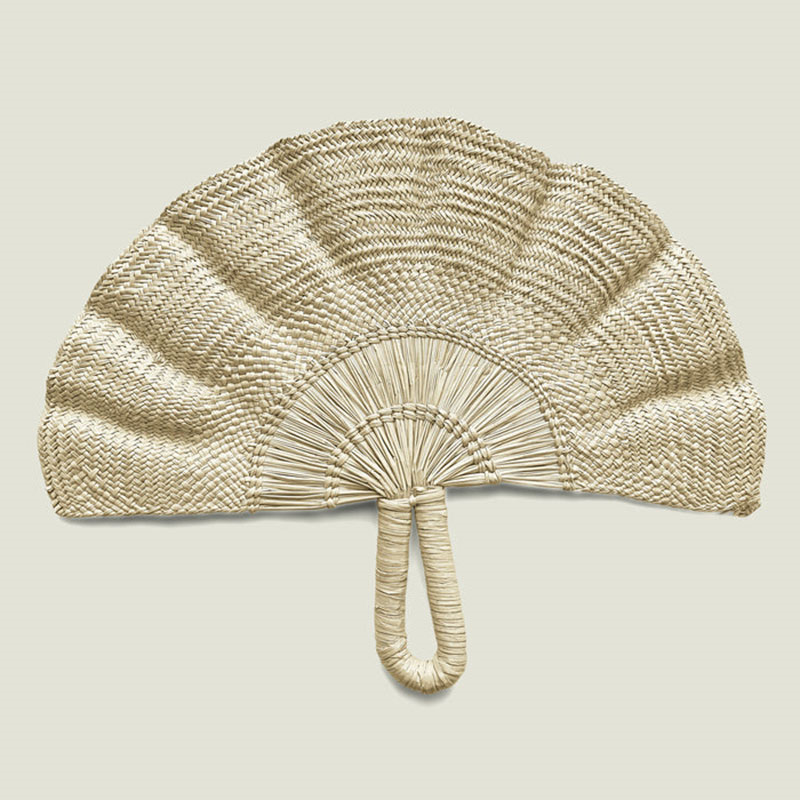 Classic Handwoven Colourful Fan, 24cm, Natural-1