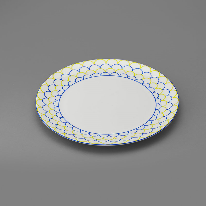 Ripple Tea Plate, D24cm, Blue & Yellow-2