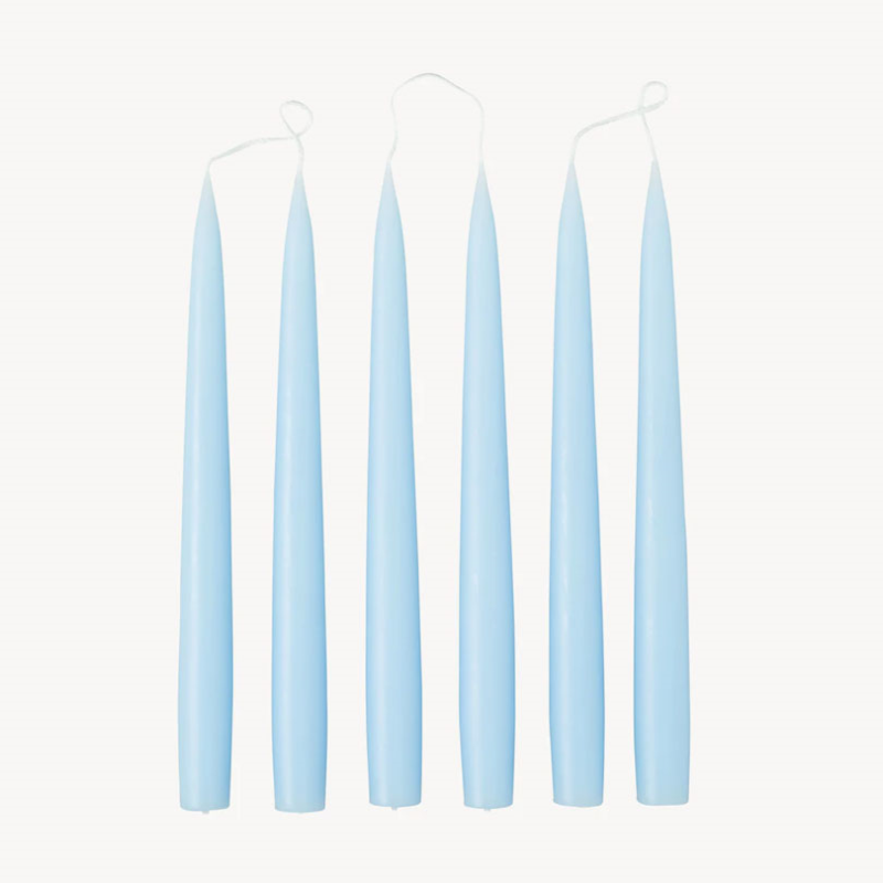 Set of 6 Tapered Dinner Candles, H25cm, Pale Blue-0